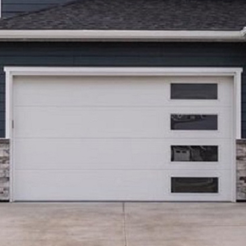 Electric Carriage House Overlap Trackless Glass PU Foaming Overhead Sectional Garage Doors