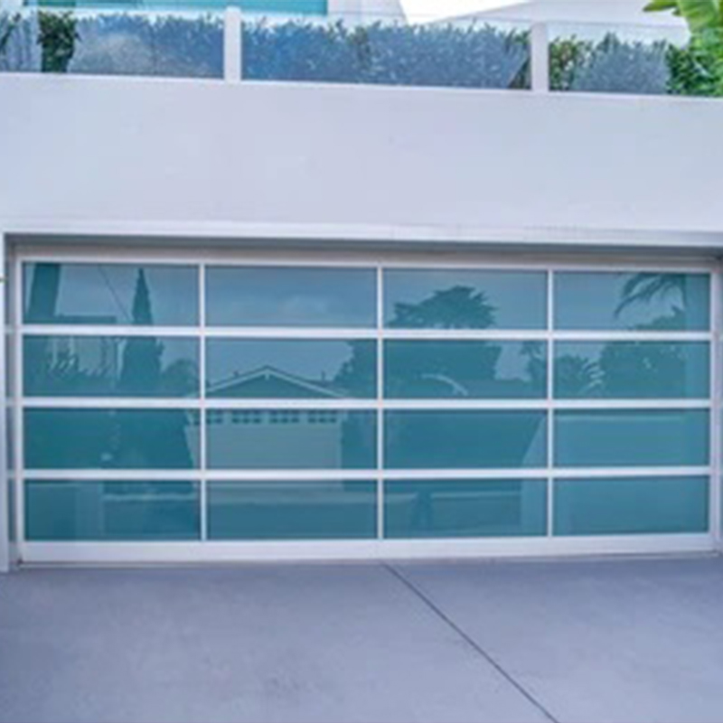 Single Car Full View Frameless Frosted Glass Aluminum Garage Door