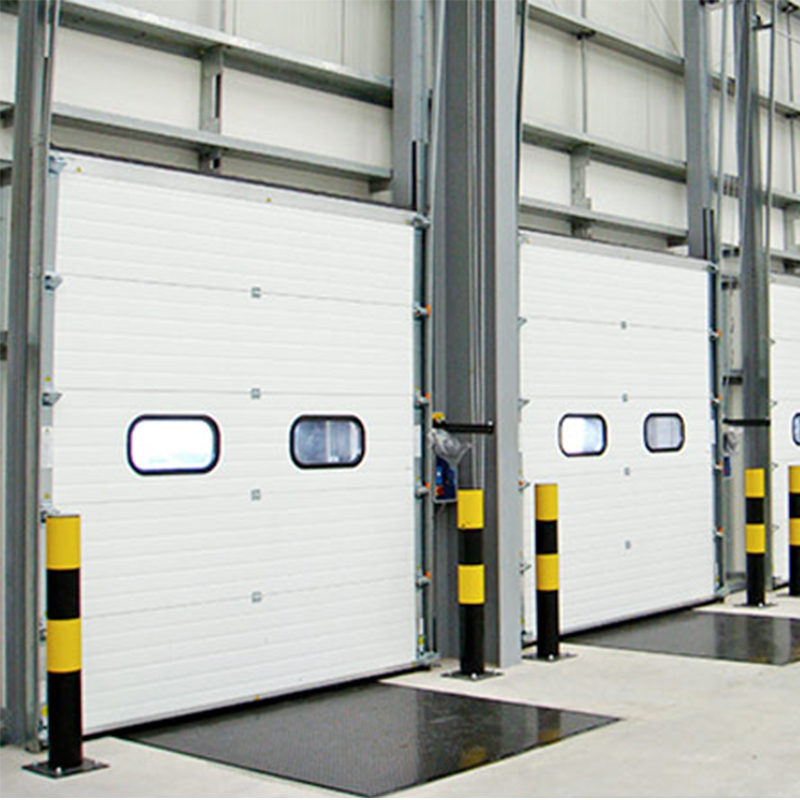 Automatic Galvanized Steel Secure Insulated Industrial Folding Doors With Glass 