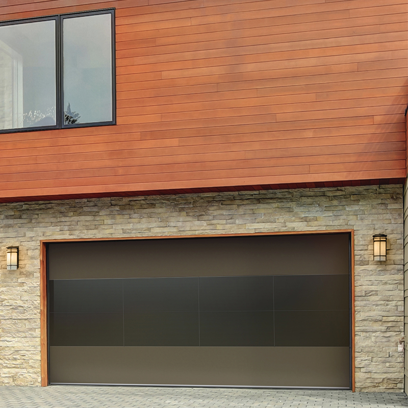 Motor Drive Residential Flush Garage Doors with Black Mirror Glass from