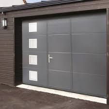 9x7 Commercial Overlap Trackless Double Metal Overhead Garage Doors with Pedestrian Door 
