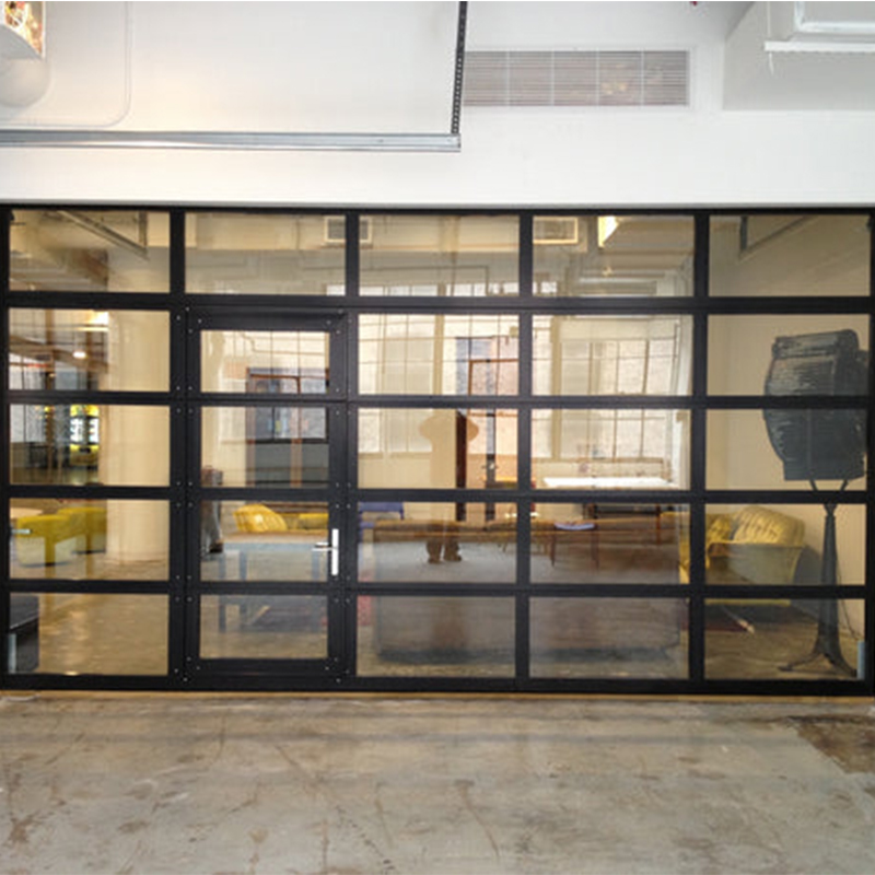 Residential Plexiglass Glass Aluminum Garage Door with Passing Door
