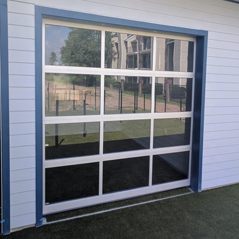 Interior tempered glass alumium garage door with passing door