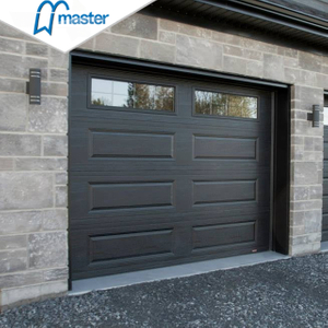 windload rated residential timber look metal roll up garage doors with glass 